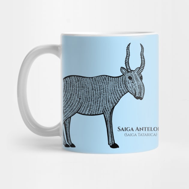 Saiga Antelope with Common and Scientific Name - animal design by Green Paladin